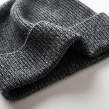 Winter New Hat for Men Knitted Korea Beanie Thick Hats Autumn Outdoor Warm Streetwear Cap Man 100% Cashmere Solid Color Soft Hat
