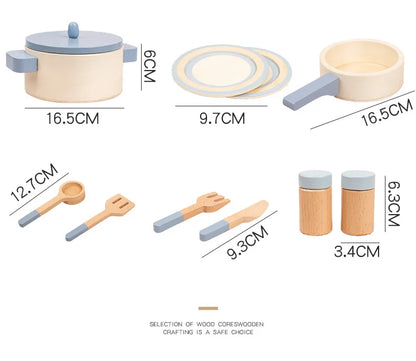 Children's Wooden House Kitchen Utensils Toy Sets Montessori Early Habit Cultivation Cognitive Training Parent-child Interaction