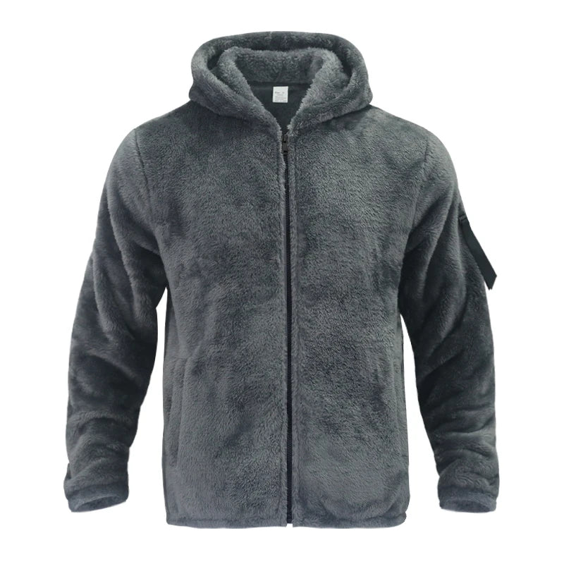 2024 American Style Heavy Coat Men's Winter Jacket Double-sided Fleece Warm Windbreaker Casual Sports Hooded Coat Bomber Jacket