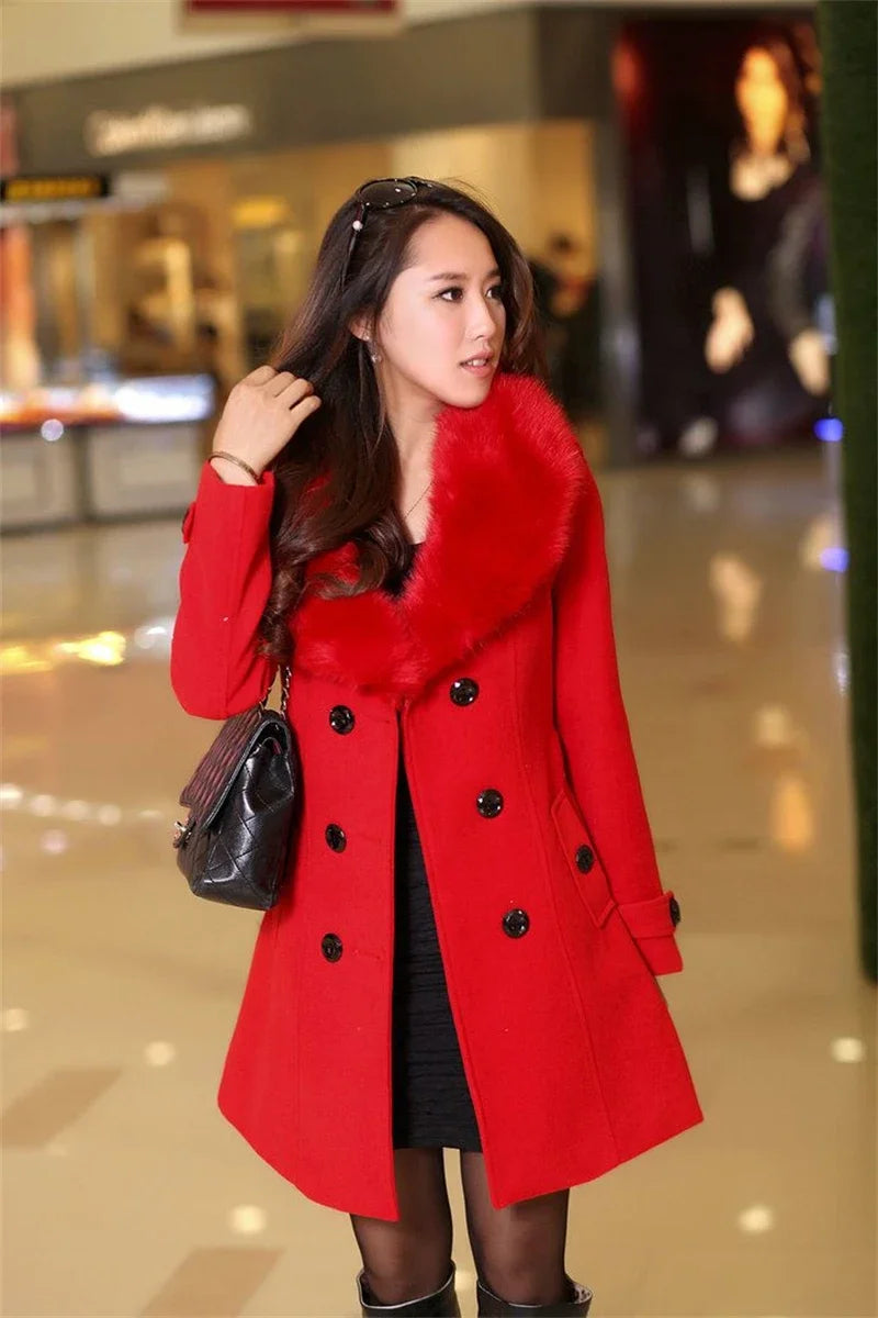 Korean Fashion Women Casual Loose Woolen Coat Elegant and Chic Solid Outerwear Long Overcoat with Belted Female Warm Cloak