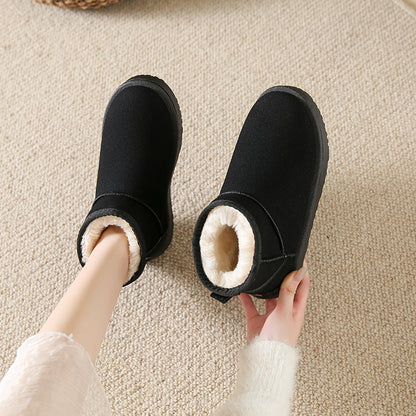 Snow Boots Women's Short Tube Thickened Cotton Shoes Non-slip Winter New Shoes Student Women's Shoes 2023 Black Boots