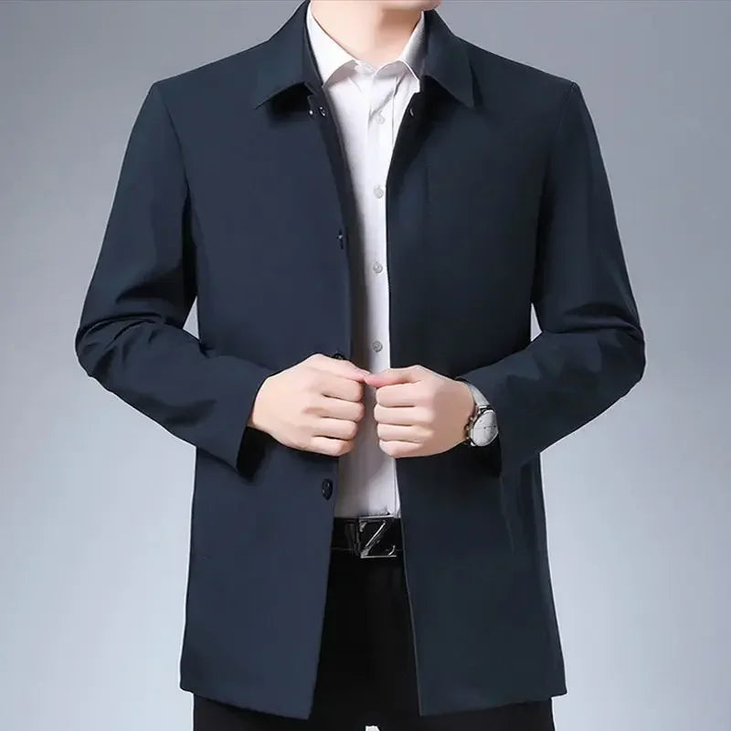 Men Coats Brand Top Quality Spring Men's Trench Coat Solid Color Mid-length Jacket male Casual Business Windbreak Jackets