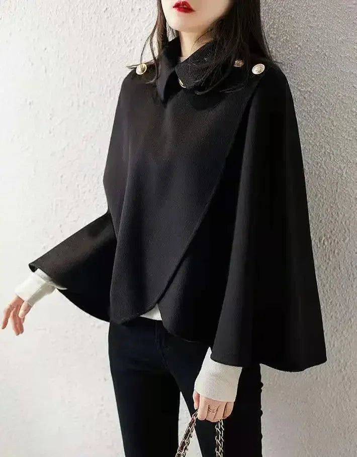 New Spring and Autumn Wool Coat for Women Ins Trendy Ins Trendy Slim Cloak Cloak Temperament Slim Small