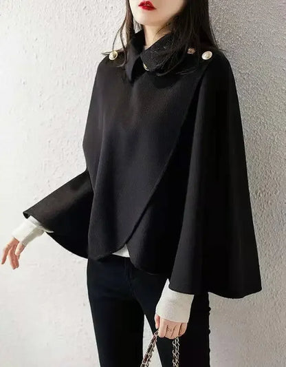 New Spring and Autumn Wool Coat for Women Ins Trendy Ins Trendy Slim Cloak Cloak Temperament Slim Small
