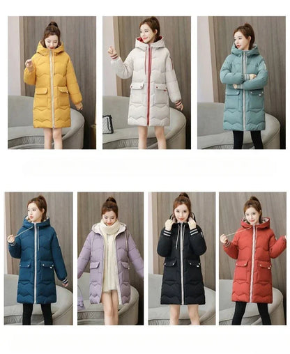 2025 Winter Women Jacket Coats Long Parkas Female Down Cotton Hooded Overcoat Thick Warm Jackets Windproof Casual Student Coat