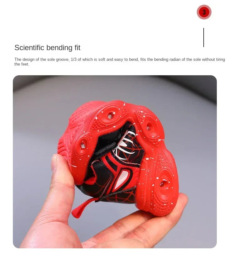 Disney Children's Led Light Shoes Fashion Aoger Spiderman Boys Sneakers Girls Cartton Casual Shoes Breathable Kids Sport Shoes