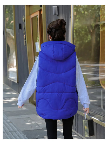Women's Autumn Hooded Vest Coat 2025 New Short Down Cotton Padded Jacket Sleeveless Female Winter Waistcoat Warm Snow Wear Vests