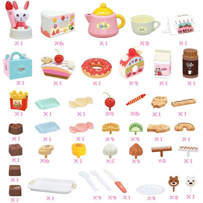 Children's Birthday Cake Toys Play Home Afternoon Tea Birthday Party Set Kitchen Toys with Light Music Early Education