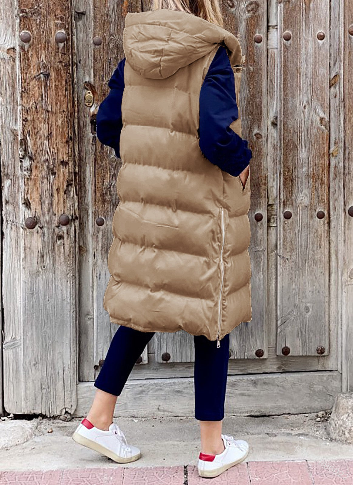 Women's Long Coat Vest With Hood Autumn Winter Sleeveless Warm Cotton Down Coat Waistcoat Quilted Vest Down Jacket Outwear 5XL