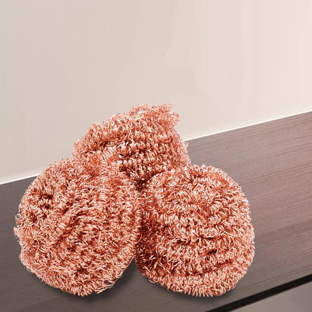 Kitchen Cleaning Tools 3x Copper Metal Wire Sponge Ball Iron Tip Nozzle Cleaner Slag Remover Tool Cooper Coated Scourers