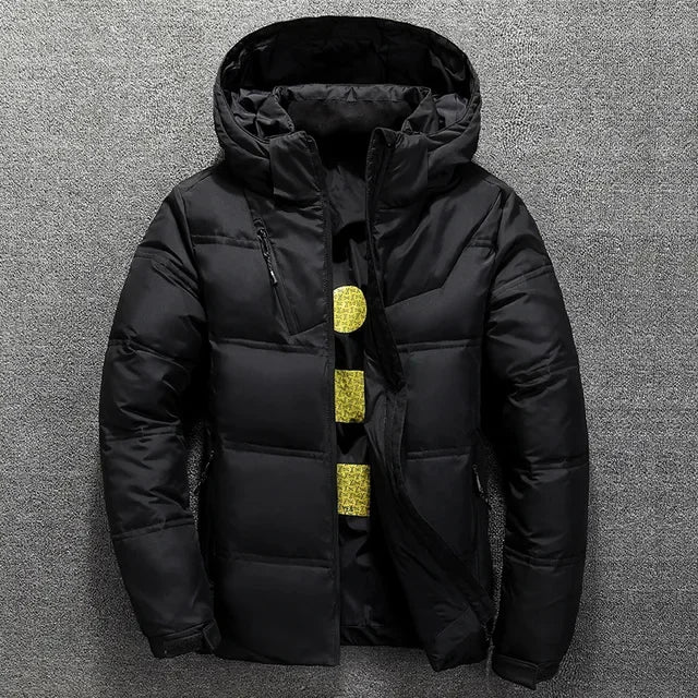 Men's Coat Windproof White Duck Down Jacket Men Winter Removable Cap Parkas Solid Color Outdoor Casual Hooded Overcoat Clothes