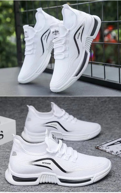 Men's sports shoes  new sports trendy shoes anti slip casual running shoes breathable and comfortable white shoes