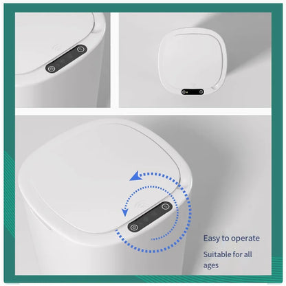 2025 new smart induction trash can for household sealing 12L cracked and cover smart trash can for living room bathroom kitchen