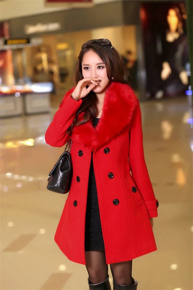 Korean Fashion Women Casual Loose Woolen Coat Elegant and Chic Solid Outerwear Long Overcoat with Belted Female Warm Cloak