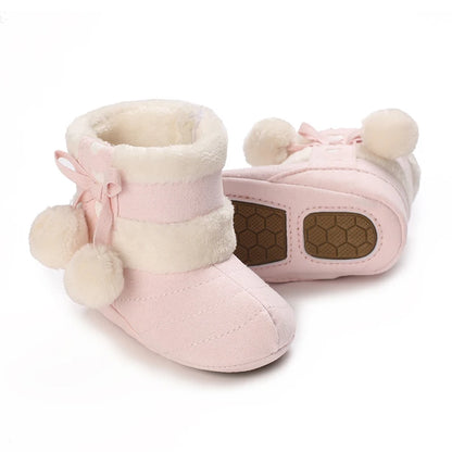 Winter Baby Cotton Shoes for Girls Plush and Thick Insulation Snow Boots Soft Soles Foot Protection Walking Shoes