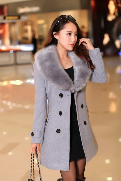 Korean Fashion Women Casual Loose Woolen Coat Elegant and Chic Solid Outerwear Long Overcoat with Belted Female Warm Cloak