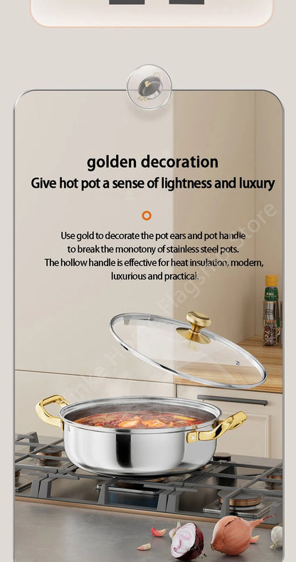30cm Stainless Steel Frying Pan Honeycomb Non-stick Soup Pot wok with lid Home Induction Cooker Gas Stove Stew Kitchen Cookware