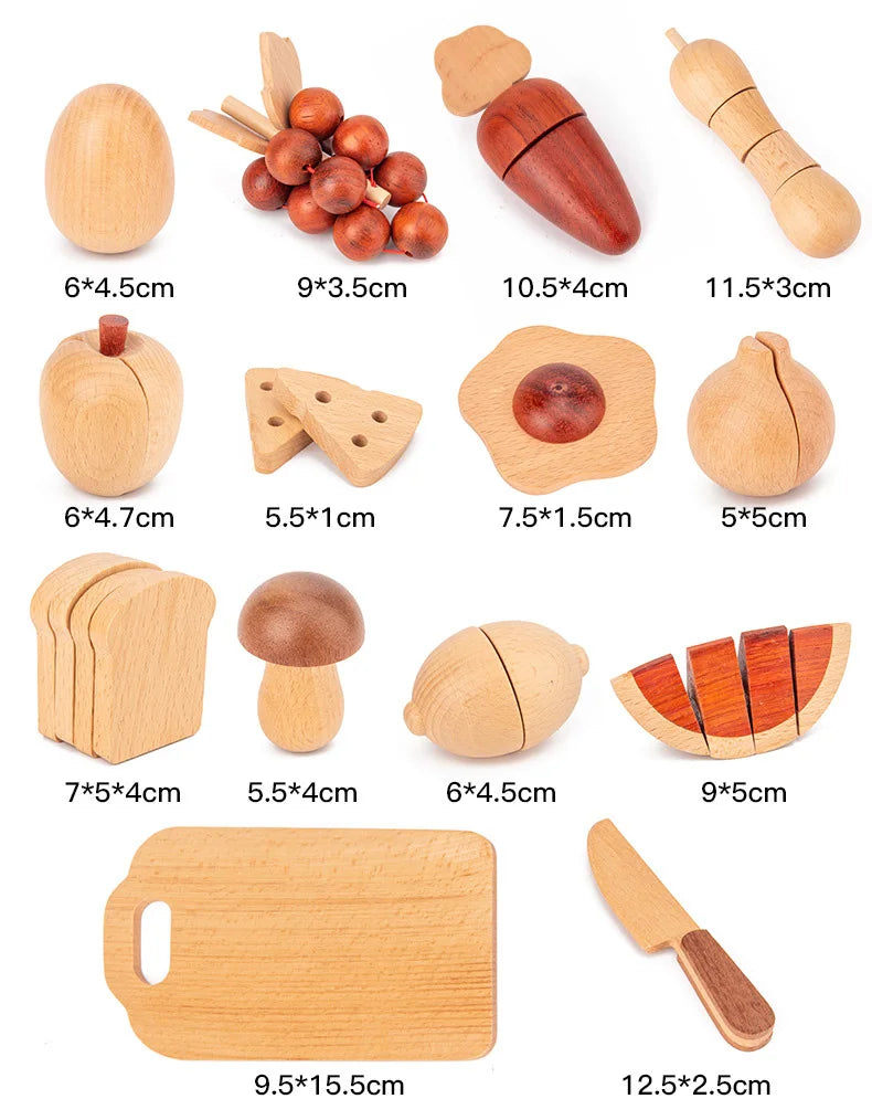 Natural Wood Children's Preschool Toys Fruits And Vegetables Simulation Play House Kitchenware Cognitive Wooden Model Toys