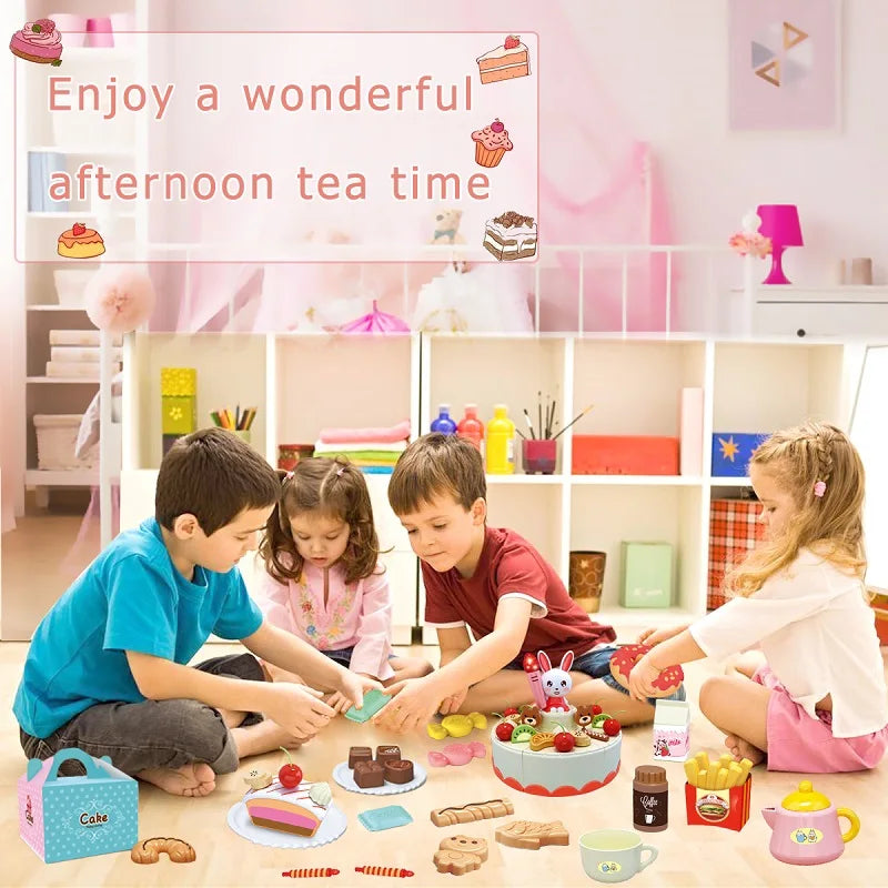 Children's Birthday Cake Toys Play Home Afternoon Tea Birthday Party Set Kitchen Toys with Light Music Early Education