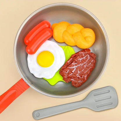Children Imitate Kitchen Food Toys Birthday Cake Egg Tower Cooking Utensils Steak Fried Eggs Hot Dogs House Games Holiday Gifts