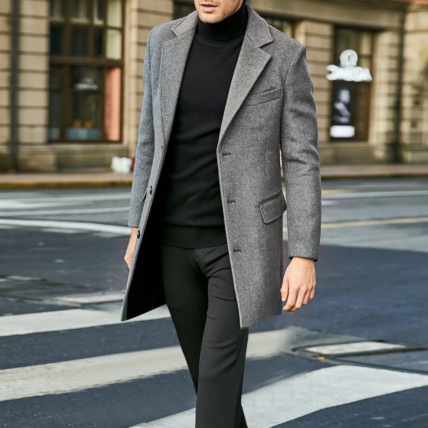 Men's Long Sleeve Plus Size Winter Coat Lapel Collar Padded Leather Jacket Vintage Thicken Coat Sheepskin Jacket Mens Topcoat