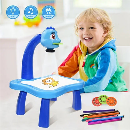 Kids Painting Board Desk Arts Crafts Educational Learning Paint Tools Toy for Girl Children Led Projector Art Drawing Table Toys