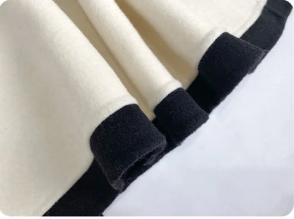 Poncho Cloak French Cape Imitation Wool Coat Women's New Loose Short Coat Fashion Leisure Lady Spring and Autumn Party Banquet