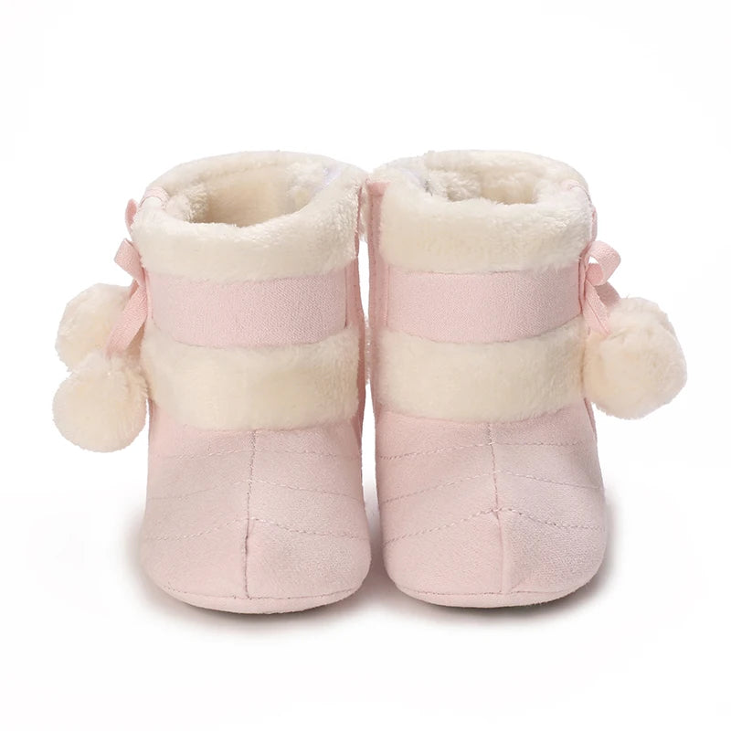 Winter Baby Cotton Shoes for Girls Plush and Thick Insulation Snow Boots Soft Soles Foot Protection Walking Shoes