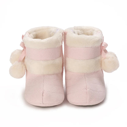 Winter Baby Cotton Shoes for Girls Plush and Thick Insulation Snow Boots Soft Soles Foot Protection Walking Shoes