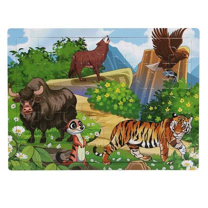 Children 40Piece Montessori Toys Wooden Puzzles Cartoon Animal/vehicle Intelligence Jigsaw 3d Puzzles Educational Toys