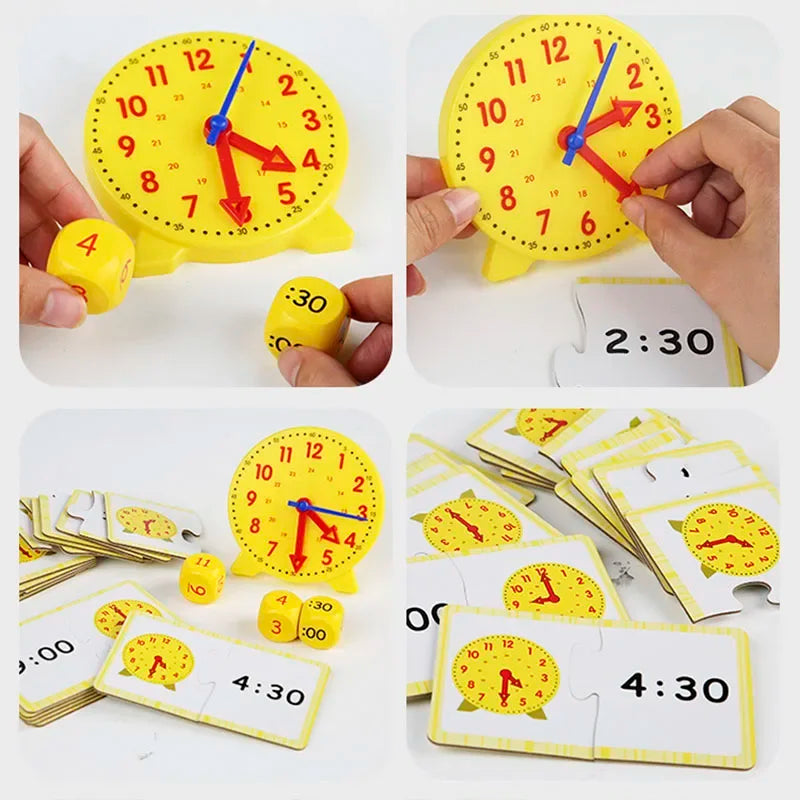Children Interesting Clock Educational Toys Hour Minute Second Cognition Matching Puzzle Toys Kids Early Preschool Teaching Aids