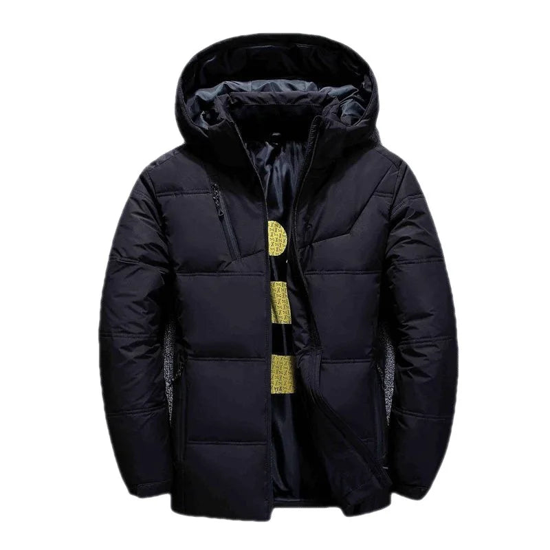 Men's Coat Windproof White Duck Down Jacket Men Winter Removable Cap Parkas Solid Color Outdoor Casual Hooded Overcoat Clothes
