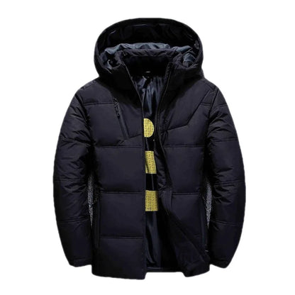 Men's Coat Windproof White Duck Down Jacket Men Winter Removable Cap Parkas Solid Color Outdoor Casual Hooded Overcoat Clothes