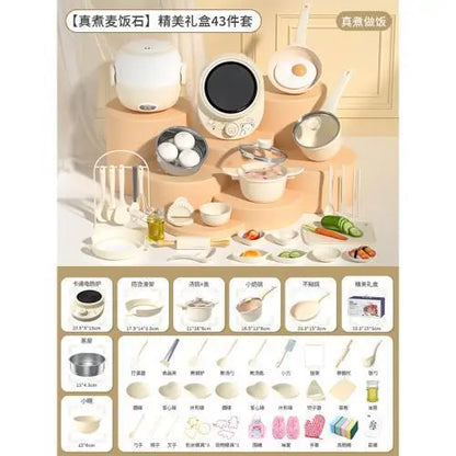 Mini Kitchenette Children'S Educational Toys Boy And Girl Pretend Play Kitchenette Full Set Real Cooking  Chidren Birthday Gifts