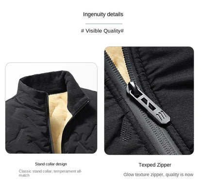 Men's winter faux wool cotton coat thick cotton coat warm and casual versatile loose and oversized stand up collar cotton coat