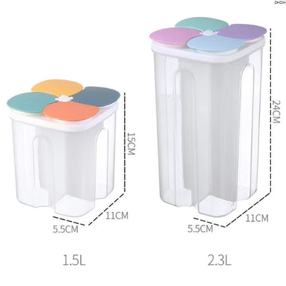 Upgrade Model Kitchen Cereals Storage Box Plastic 4 Grids Cereals Sealed Jar Food Container Moisture-proof Grain Tank