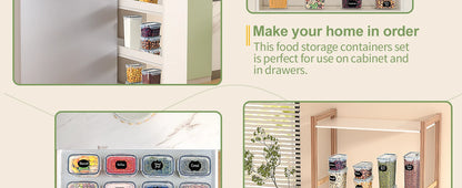 Kitchen Storage Container with Lid Airtight Set of 16 Set 2.8 L / 2.0 L / 1.4 L / 0.8 L/0.52L/0.32L/0.24L  BPA Free