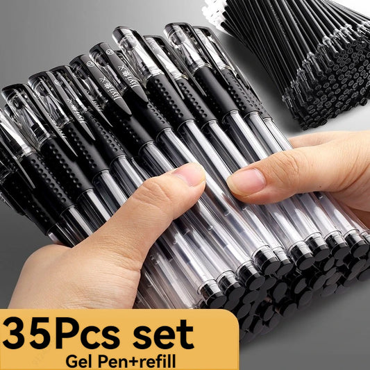 7/35 PCS Gel pens Set Black Blue Refill Gel Pen Bullet Tip 0.5mm School & office Supplies Stationery Writing Tool stationery