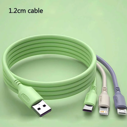 3 In 1 Super Fast Charging Cable For iPhone15 14 13 12 11 X Pro Max Micro USB Type-C Phone Charger USBC Data Cable
