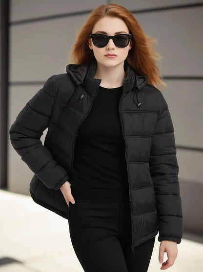 Women's Hooded Winter Coat & Thickened Zip-Up Spring Jacket