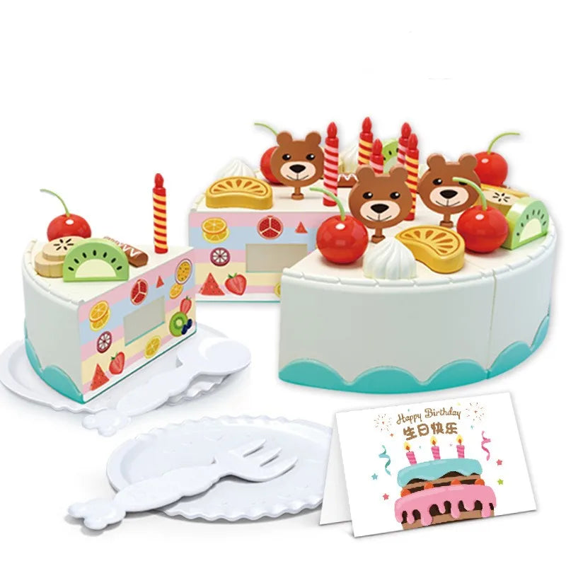 Children's Birthday Cake Toys Play Home Afternoon Tea Birthday Party Set Kitchen Toys with Light Music Early Education