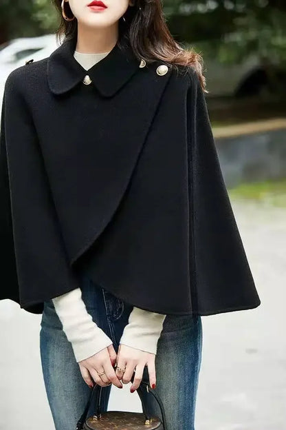New Spring and Autumn Wool Coat for Women Ins Trendy Ins Trendy Slim Cloak Cloak Temperament Slim Small