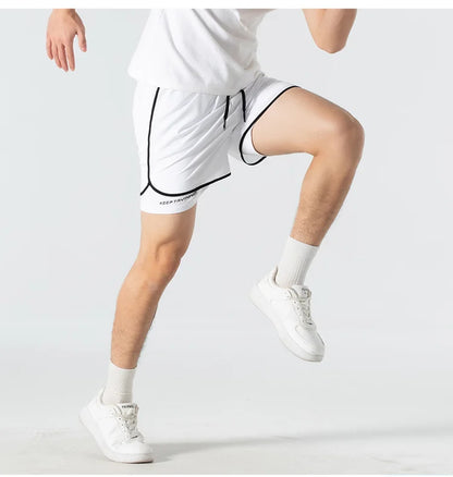 UETEEY Men's Shorts 2 in 1 Sports Fitness Gym Running Workout Shorts Hidden Pocket Quick Drying Cycling Jogging Men Short Pants