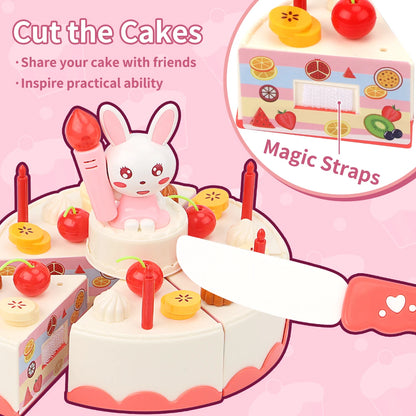 Children's Birthday Cake Toys Play Home Afternoon Tea Birthday Party Set Kitchen Toys with Light Music Early Education