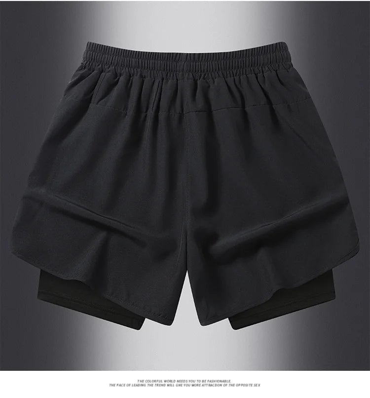 UETEEY Men's Shorts 2 in 1 Sports Fitness Gym Running Workout Shorts Hidden Pocket Quick Drying Cycling Jogging Men Short Pants