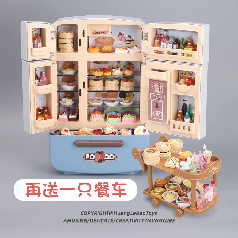 Children's toys simulated refrigerator girl boy large kitchen mini food play house holiday gift wisdom
