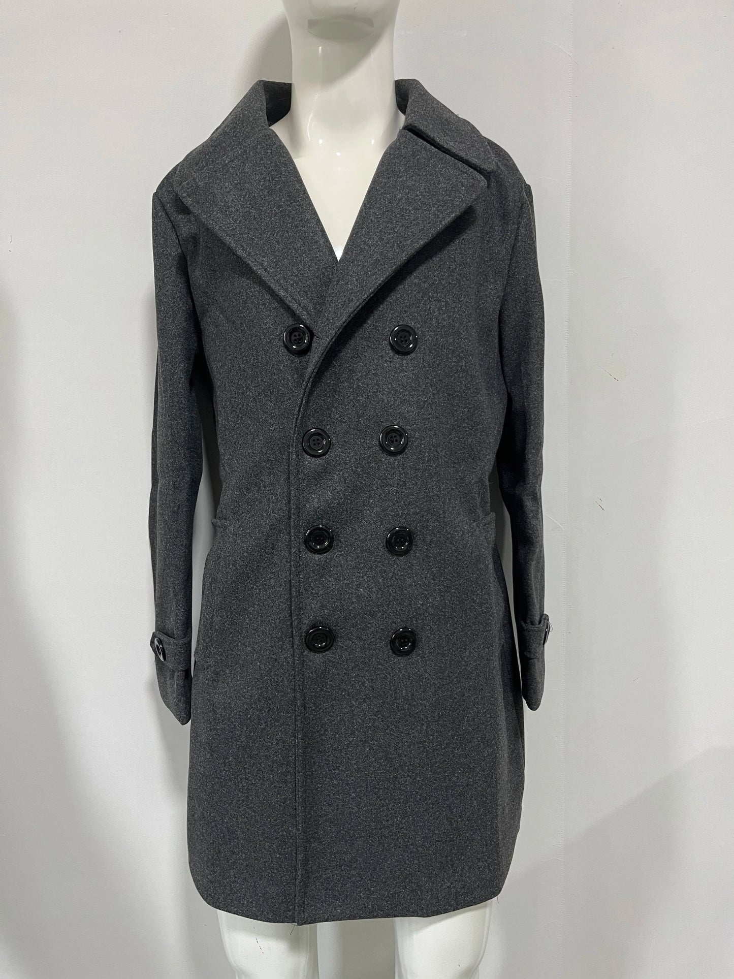 Men's autumn and winter new collection men's coat casual fashion double breasted mid length men's top coat