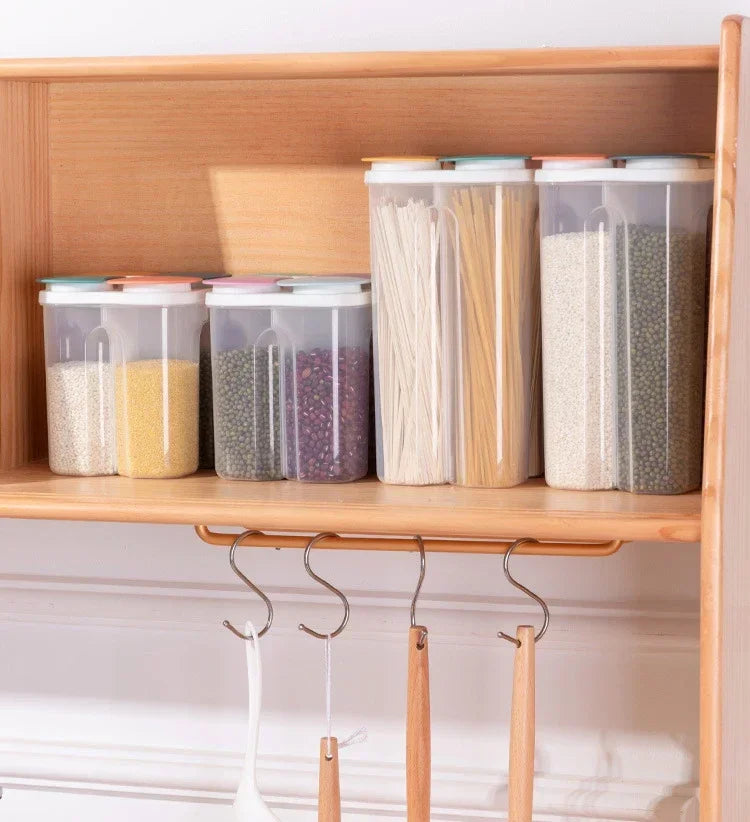 Upgrade Model Kitchen Cereals Storage Box Plastic 4 Grids Cereals Sealed Jar Food Container Moisture-proof Grain Tank