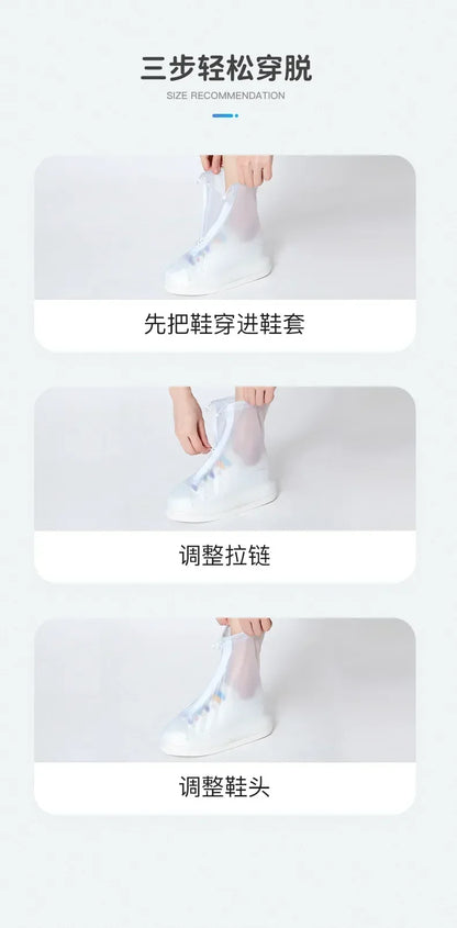 1 Pair Waterproof Shoe Covers Non-slip Reusable Rain Snow Boot Women Men PVC Outdoor Rainy Reusable Quality Non-slip Shoe Cover