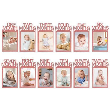 Baby 1st Birthday Decoration Photo Banner 12Months Photo Props Boy Girl One Year First Birthday Party Photograph Bunting Garland